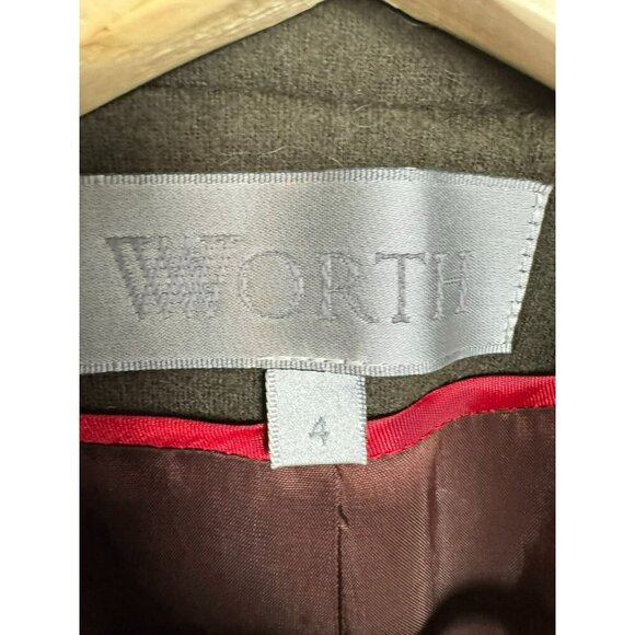 Worth Women's Blazer Jacket Size 4 Wool Houndstooth Quilted Red Career Full Zip - Picture 6 of 12